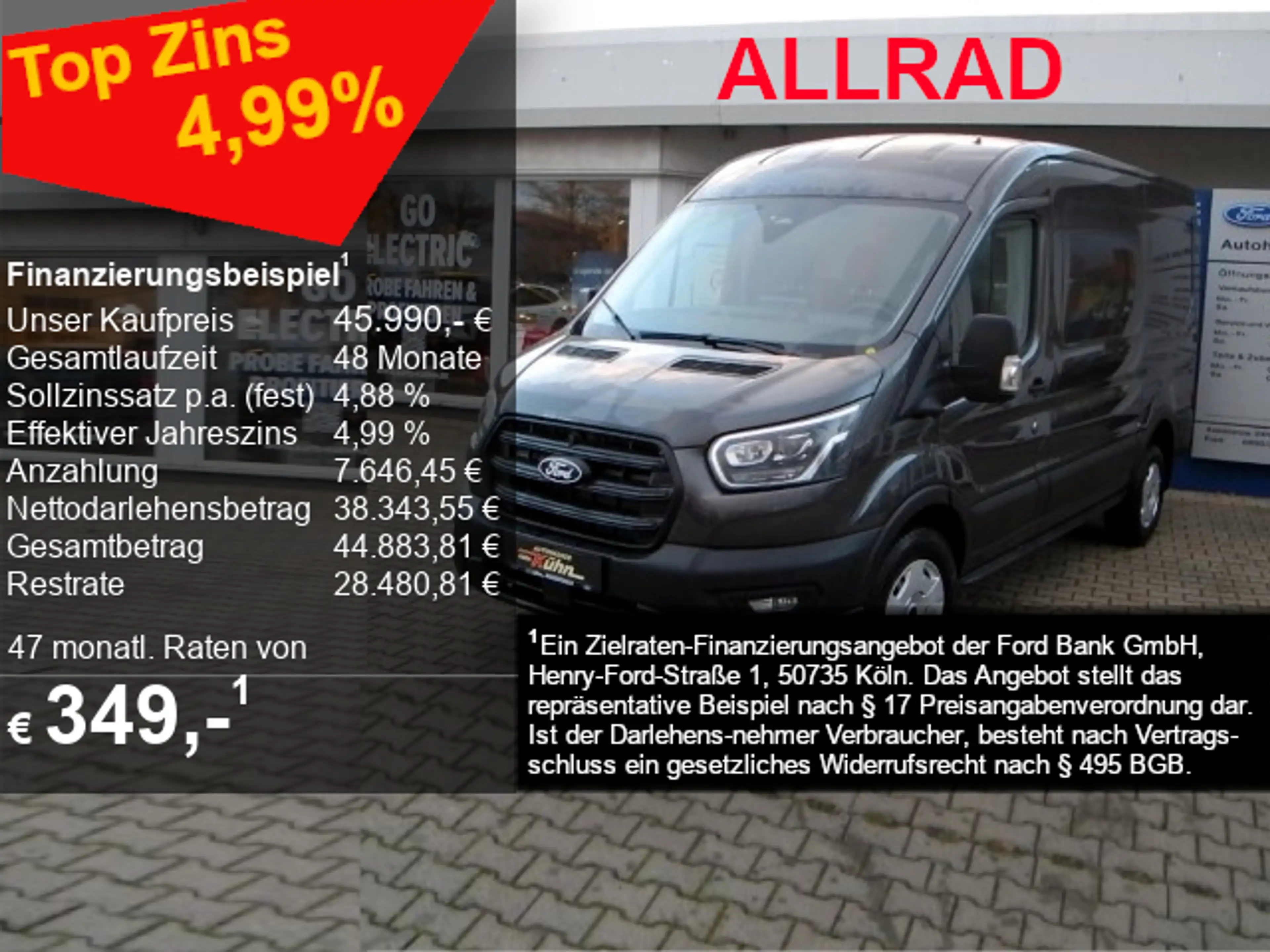 Ford Transit 350 L2H2 4x4 Trend- Xenon, Standh., Navi, Alarm
