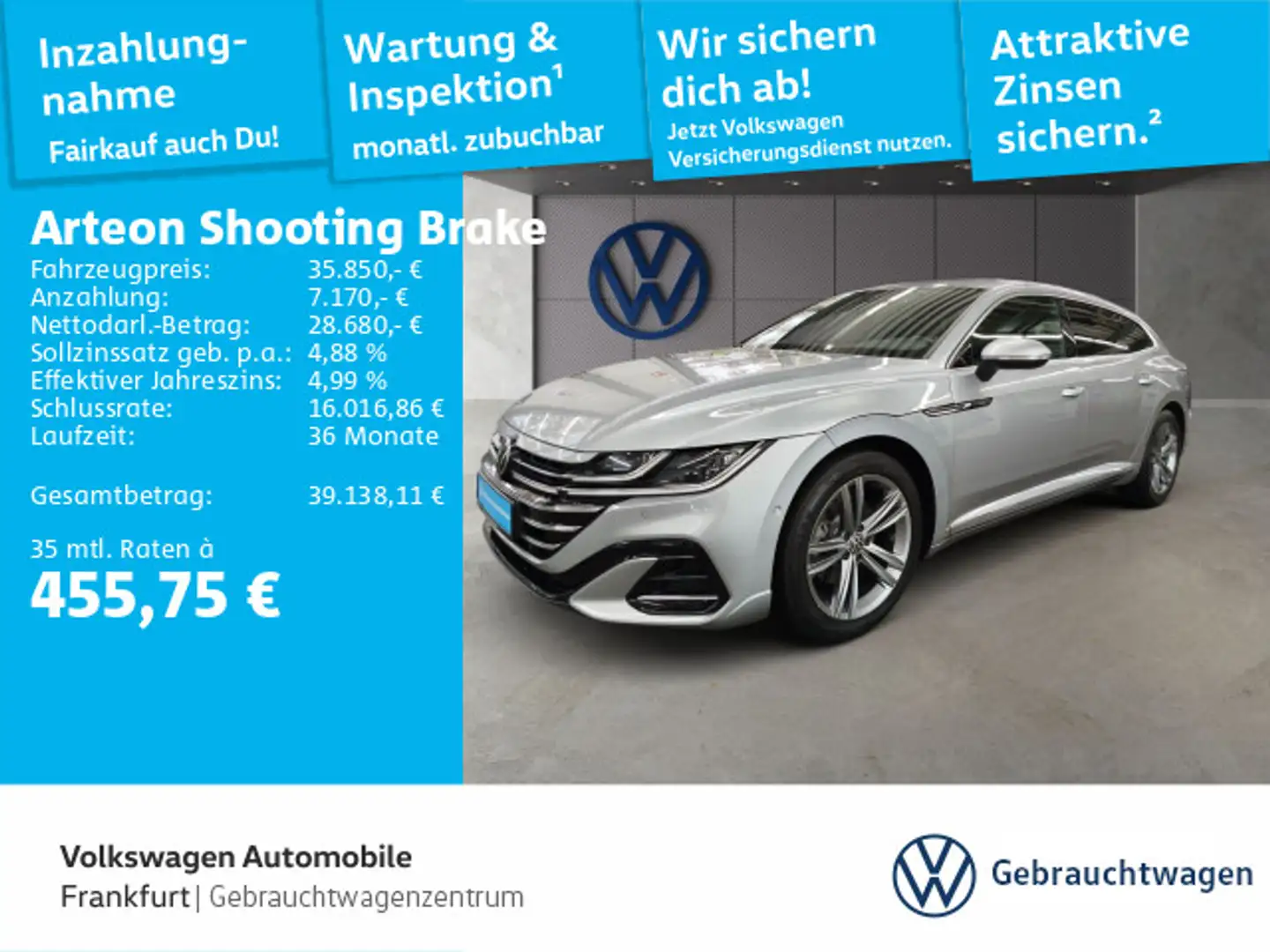 Volkswagen Arteon 2.0 TDI DSG R-Line Navi IQ Silber - 1