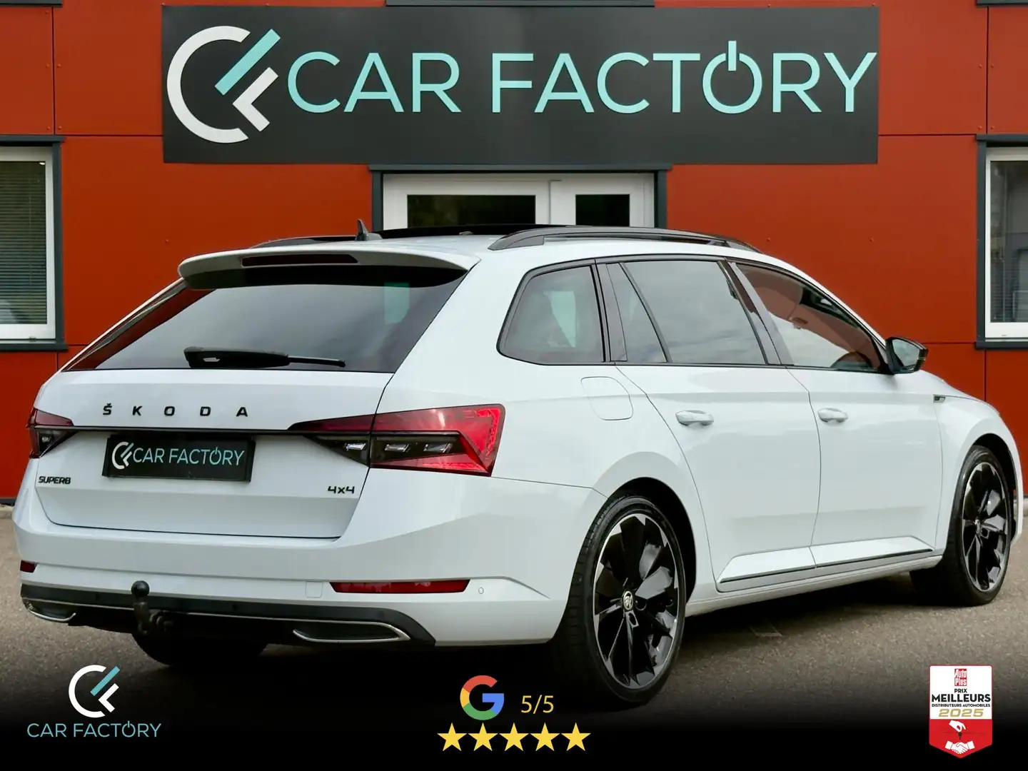 Skoda Superb 2.0 TDI 200 DSG 4x4 Sportline 1ère Main Attelage Virtual Cockpit Toit ouvrant Blanc - 2