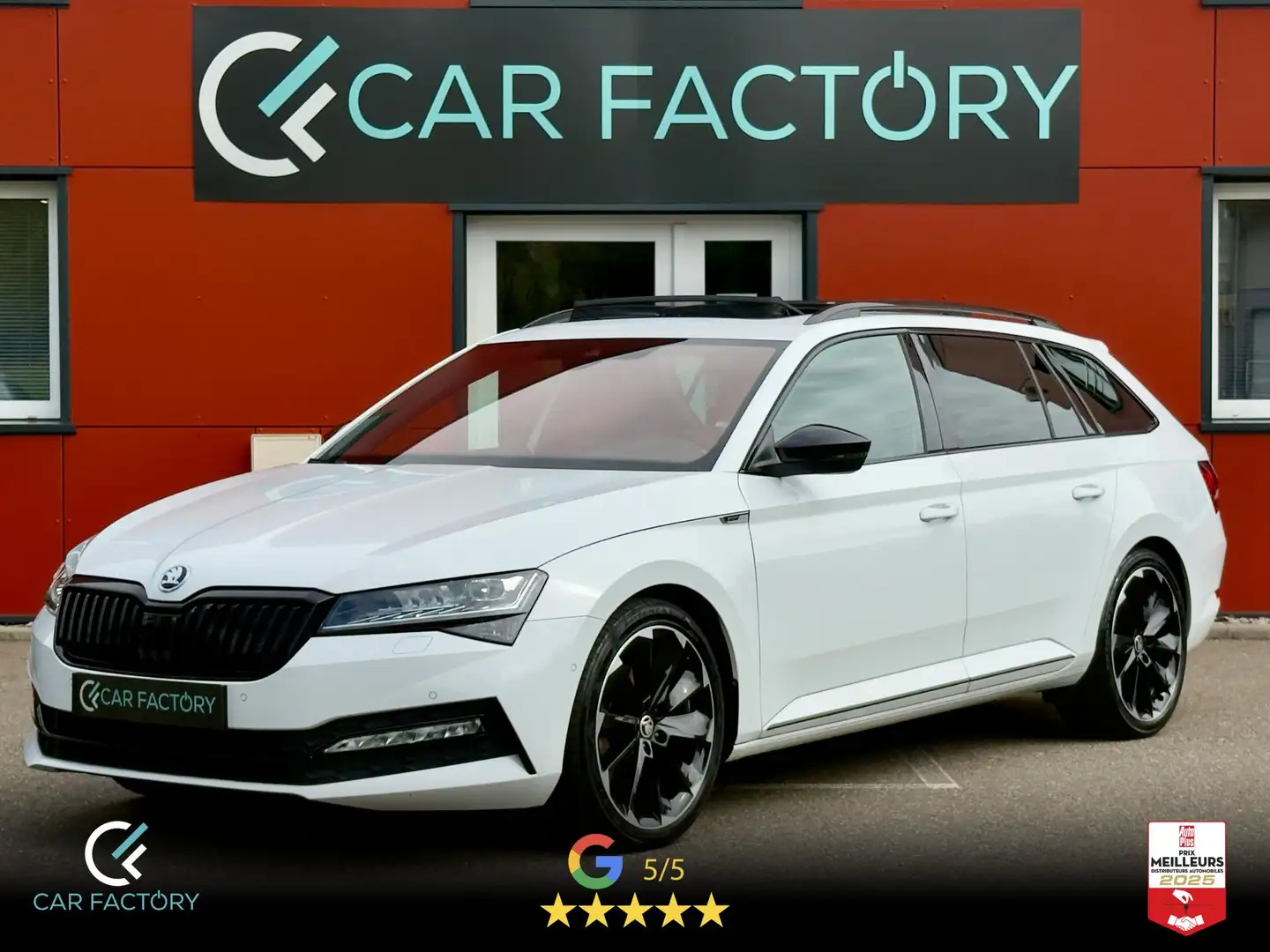 Skoda Superb 2.0 TDI 200 DSG 4x4 Sportline 1ère Main Attelage Virtual Cockpit Toit ouvrant Blanc - 1
