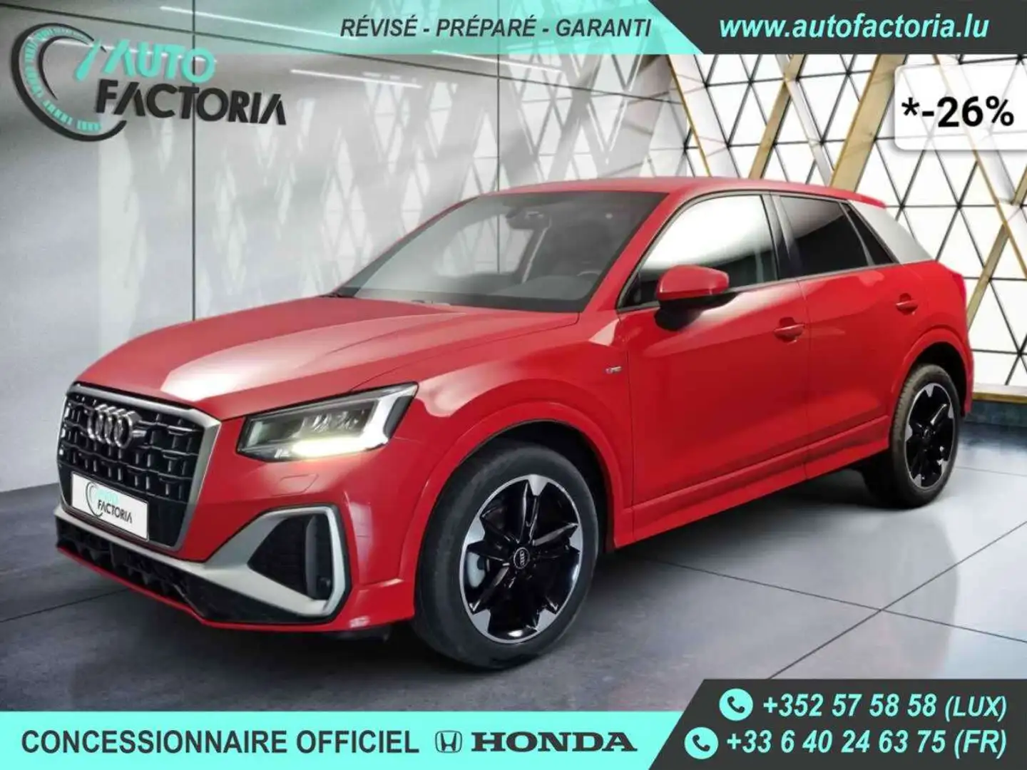 Audi Q2 -26% 30 TFSI 110cv S-Line+GPS+CAM+FULL LED+Options Rouge - 1