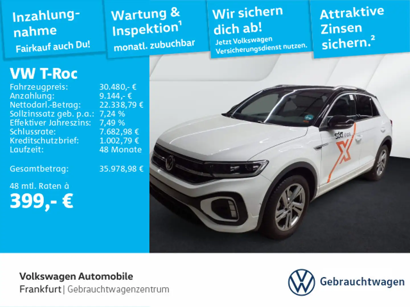 Volkswagen T-Roc 1.5 TSI DSG R-Line Navi LEDPlus DAB+ Front Weiß - 1