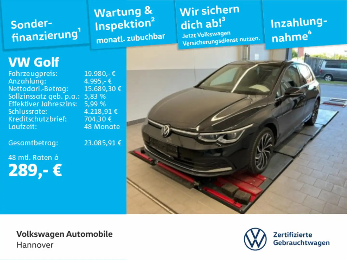 Volkswagen Golf VIII 1.4 DSG eHybrid Navi AHK LED PDC SHZ A Schwarz - 1
