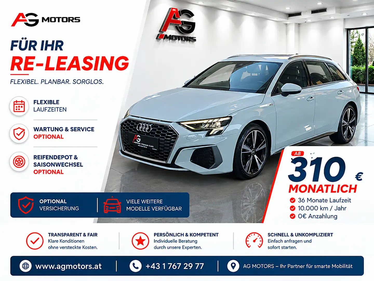 Audi A3 SB 30 TFSI S-line S-tronic Weiß - 1