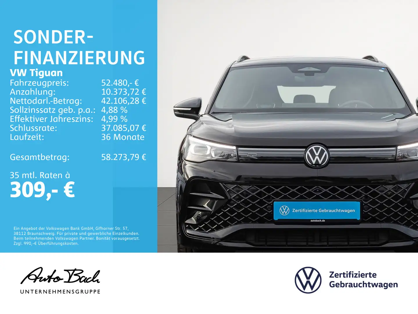 Volkswagen Tiguan 2.0 TDI "R-Line" 4M DSG Navi LED HuD Digi Schwarz - 2