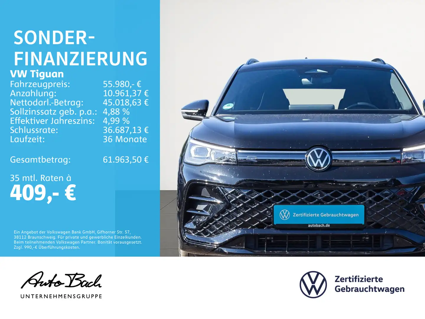 Volkswagen Tiguan 2.0 TDI "R-Line" 4M DSG Navi LED HuD Digi Schwarz - 2