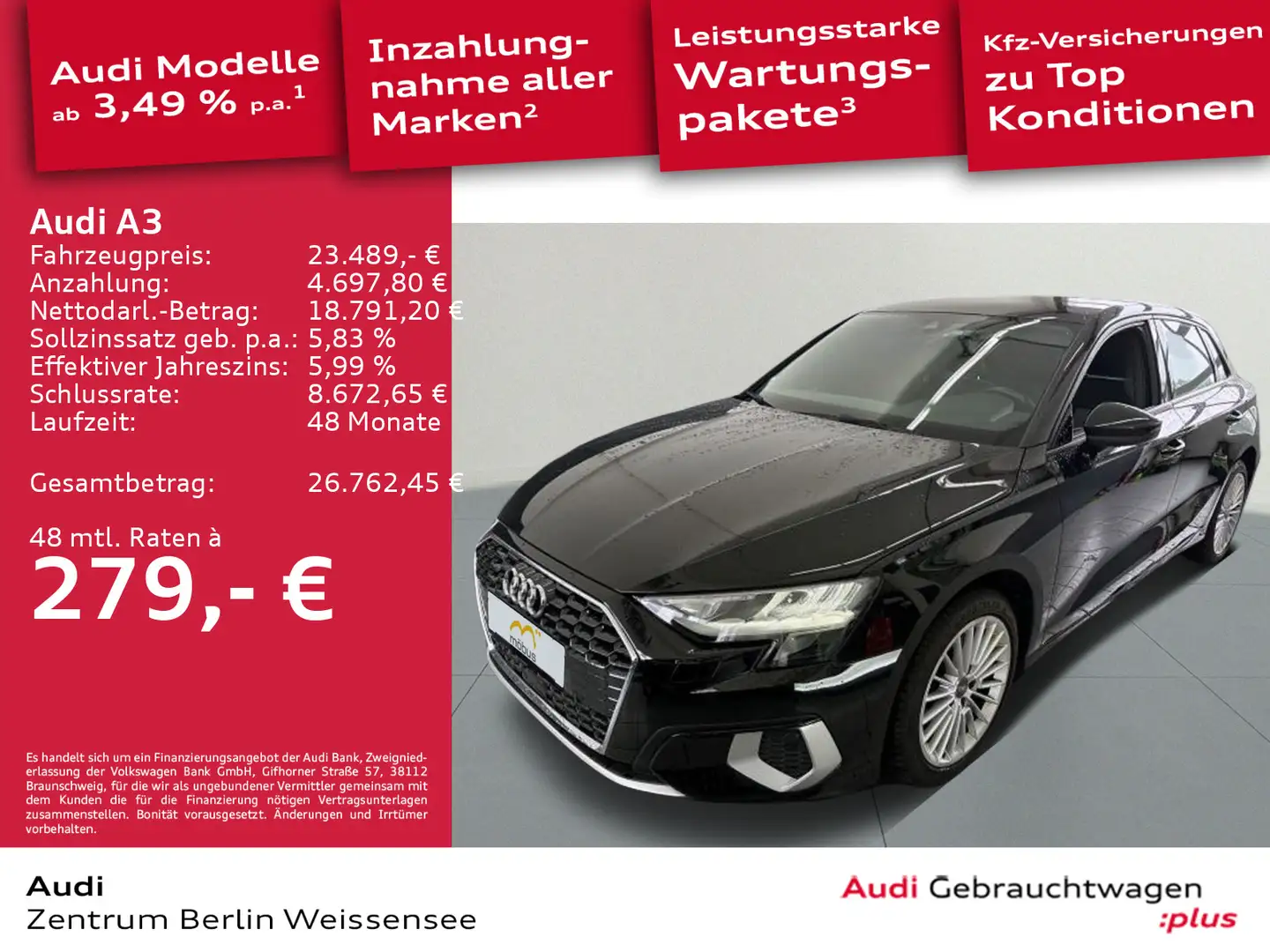 Audi A3 35 TFSI Sportback S-TRO*NAV*LED*ACC*SHZ*AAC* Schwarz - 1