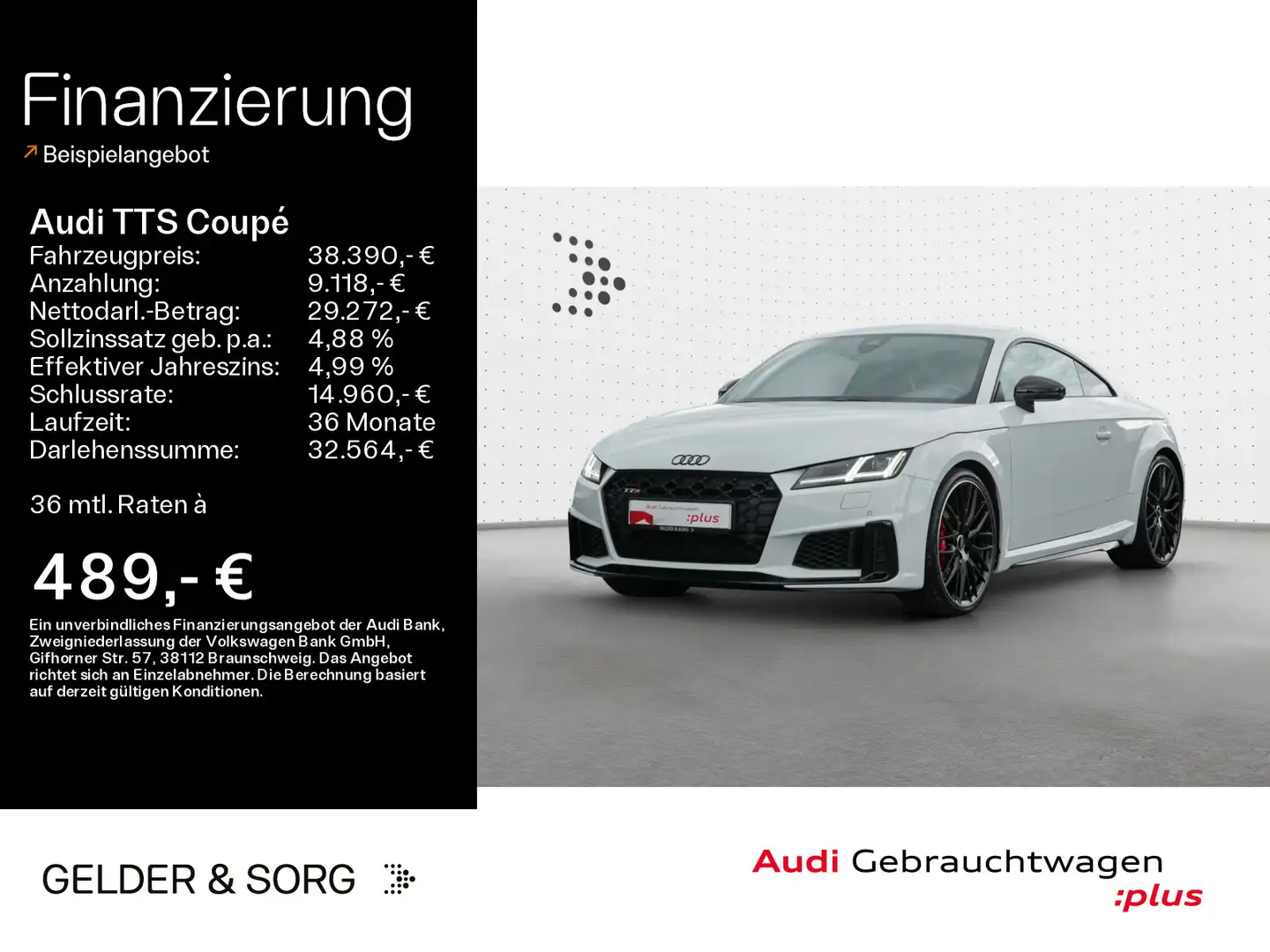 Audi TTS TTS Coupe quattro Matrix*B&O*Virtual*RFK*Navi Weiß - 1