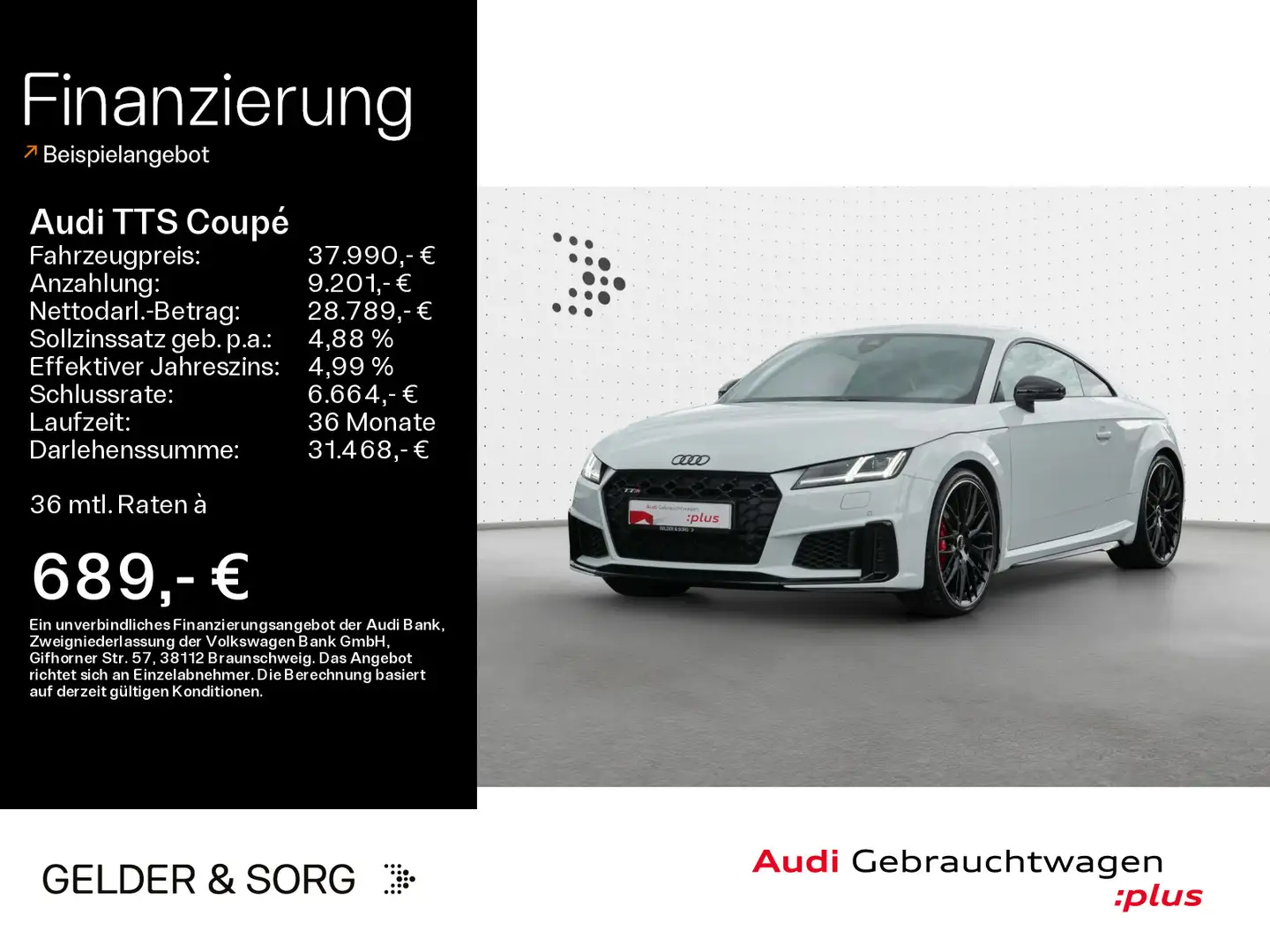 Audi TTS TTS Coupe quattro Matrix*B&O*Virtual*RFK*Navi Blanc - 1