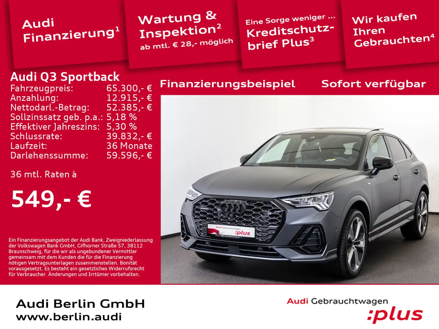 Audi Q3 S line 45 TFSI quattro S tronic Grau - 1