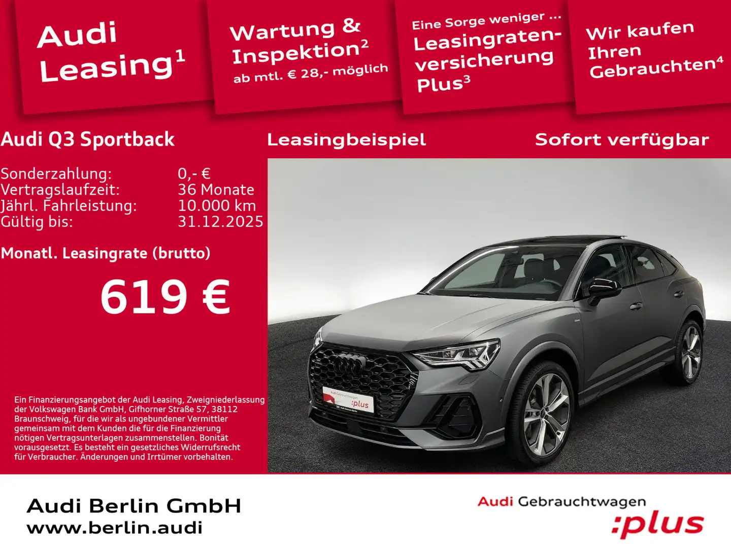 Audi Q3 S line 45 TFSI qu.S tr. STDHZG PANO Grau - 1