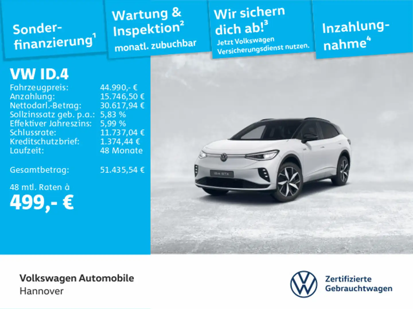 Volkswagen ID.4 GTX AHK IQ.LIGHT SHZ PDC Weiß - 1