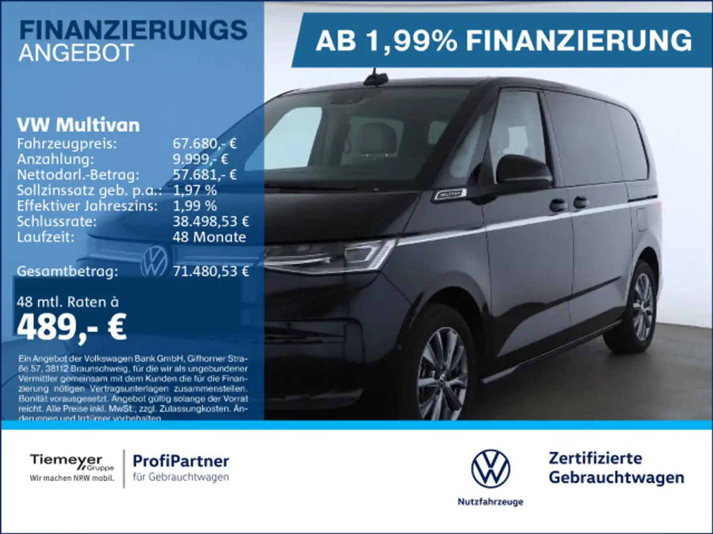 Volkswagen T7 Multivan T7 Multivan HYBRID ALLRAD STYLE 7-SITZE PANO 360 Schwarz - 1