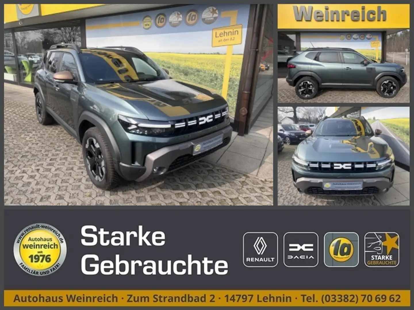 Dacia Duster mit Allrad 4x4 & Multiview-Kamera Klima Navi Grün - 1