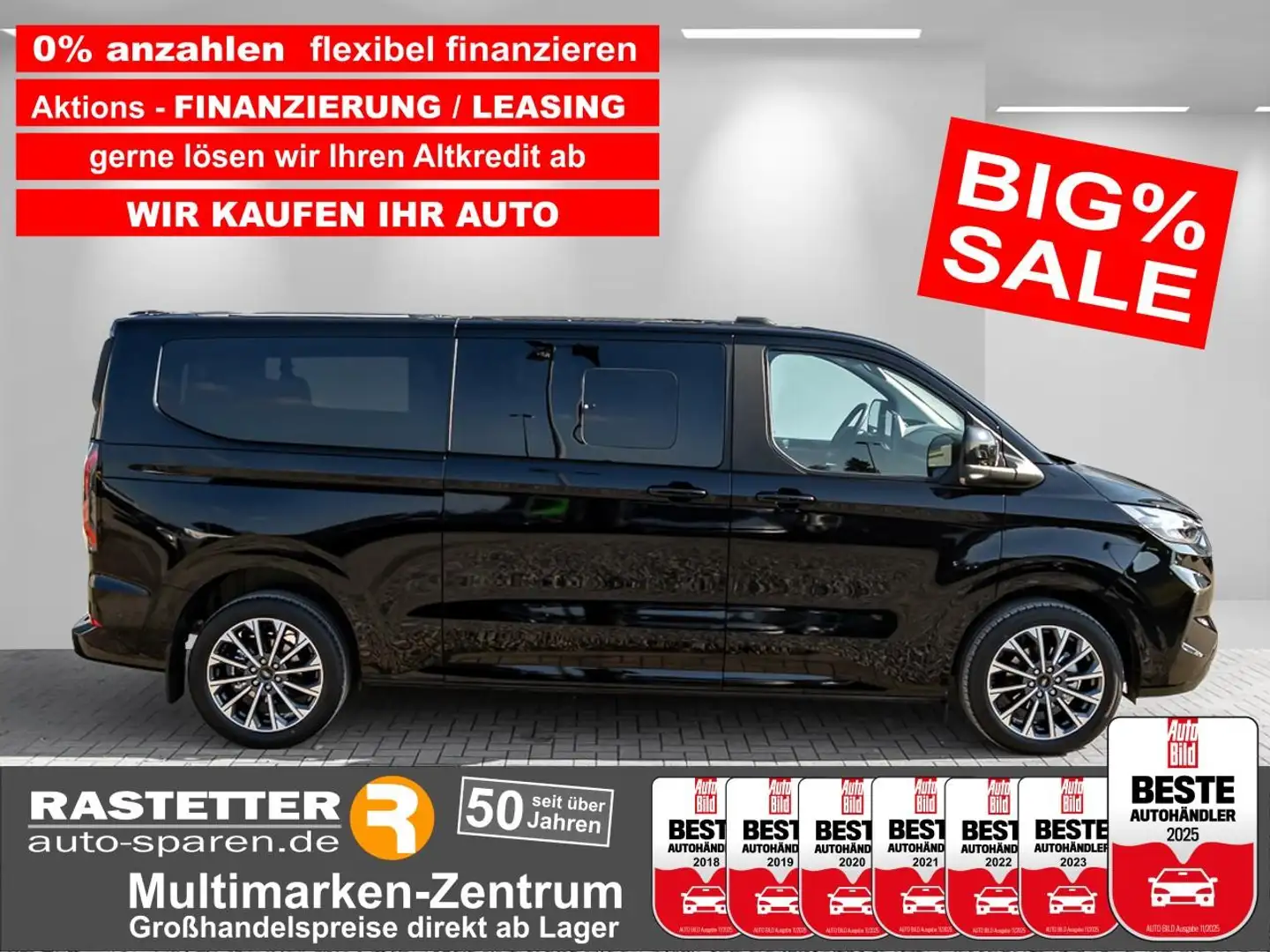 Ford Tourneo Custom L2 Titanium X 8S 5Jahre+Leder+Navi+360+19Z+ACC+Ind Чорний - 1