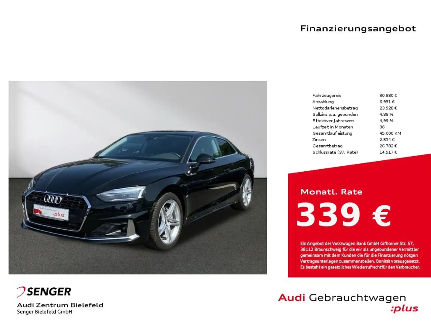 Audi A5 Coupé Advanced 40 TDI quattro MMI LED Memory Schwarz - 1