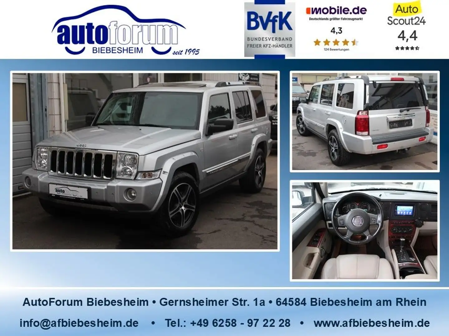 Jeep Commander 3.0 V6 CRD Limited R-Kamera*S-Dach*AHK Silber - 1