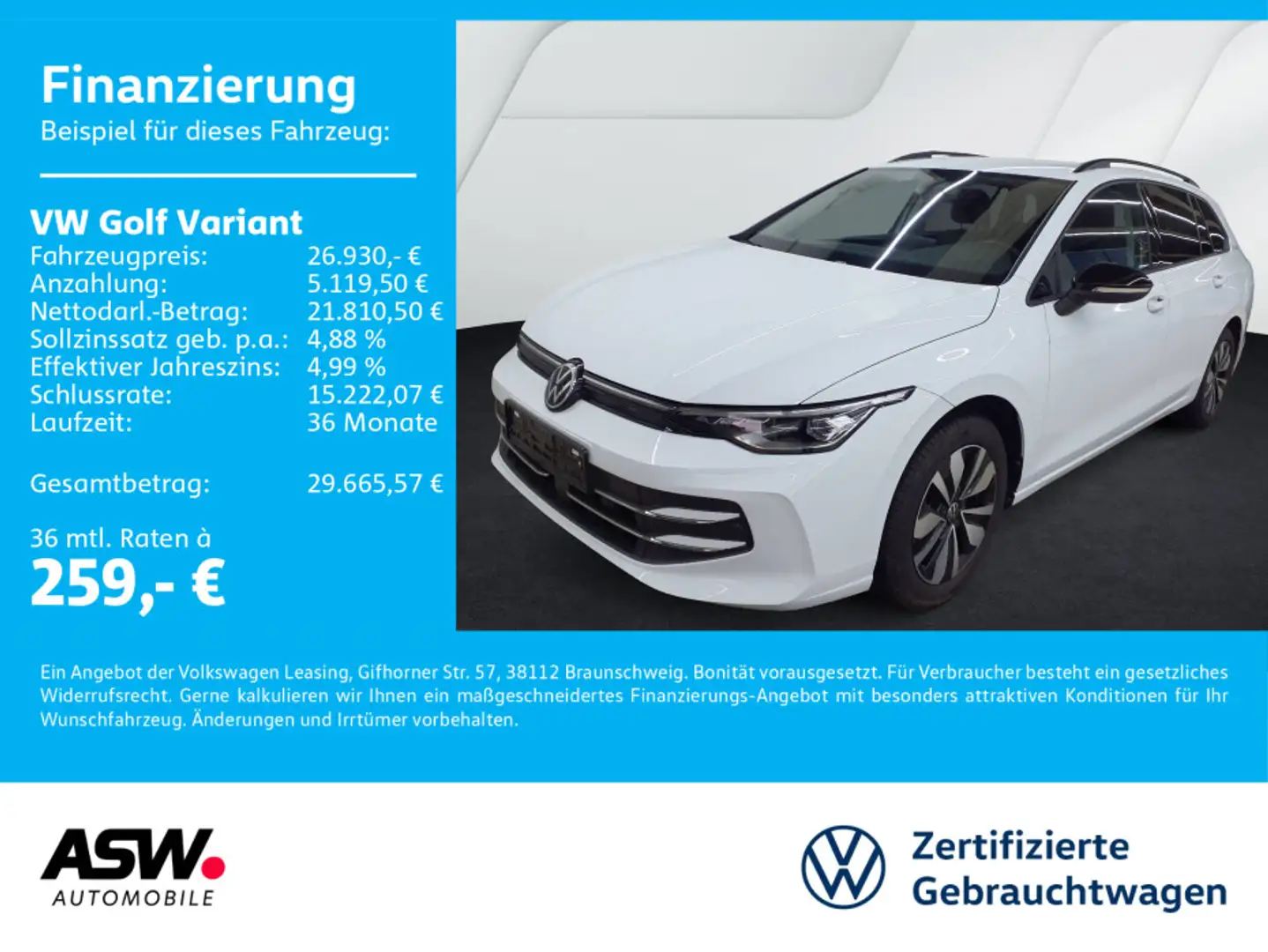 Volkswagen Golf Variant Goal 1.5 TSI LED Navi RFK ACC AHK Weiß - 1
