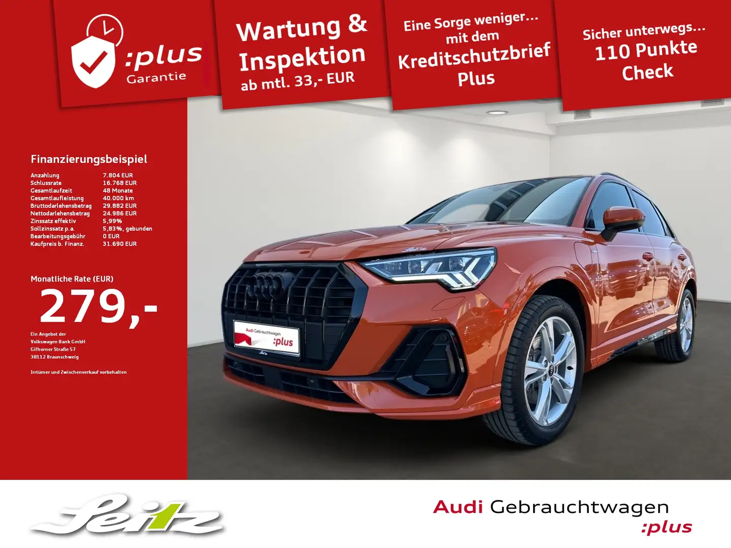 Audi Q3 45 TFSI e S line *MATRIX*NAVI*PARKSENSOR* Arancione - 1