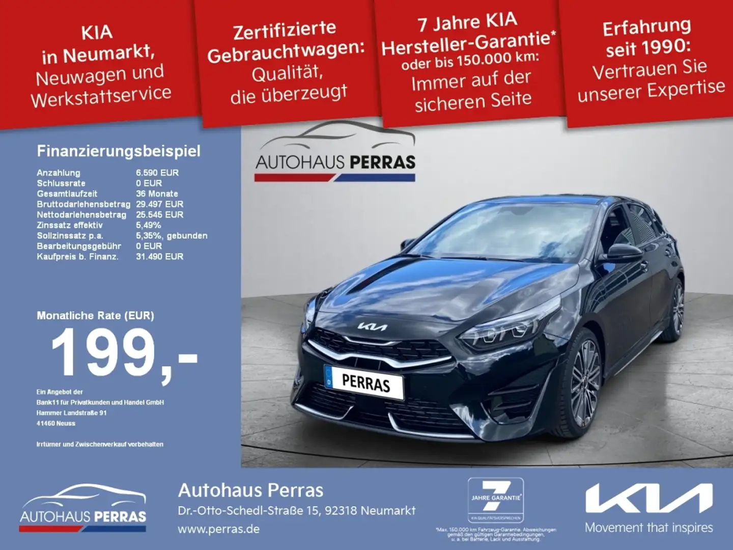 Kia Ceed / cee'd CEED_5 1.5T 140 DCT7 GT-Line Tech 18Z Performance, Noir - 1