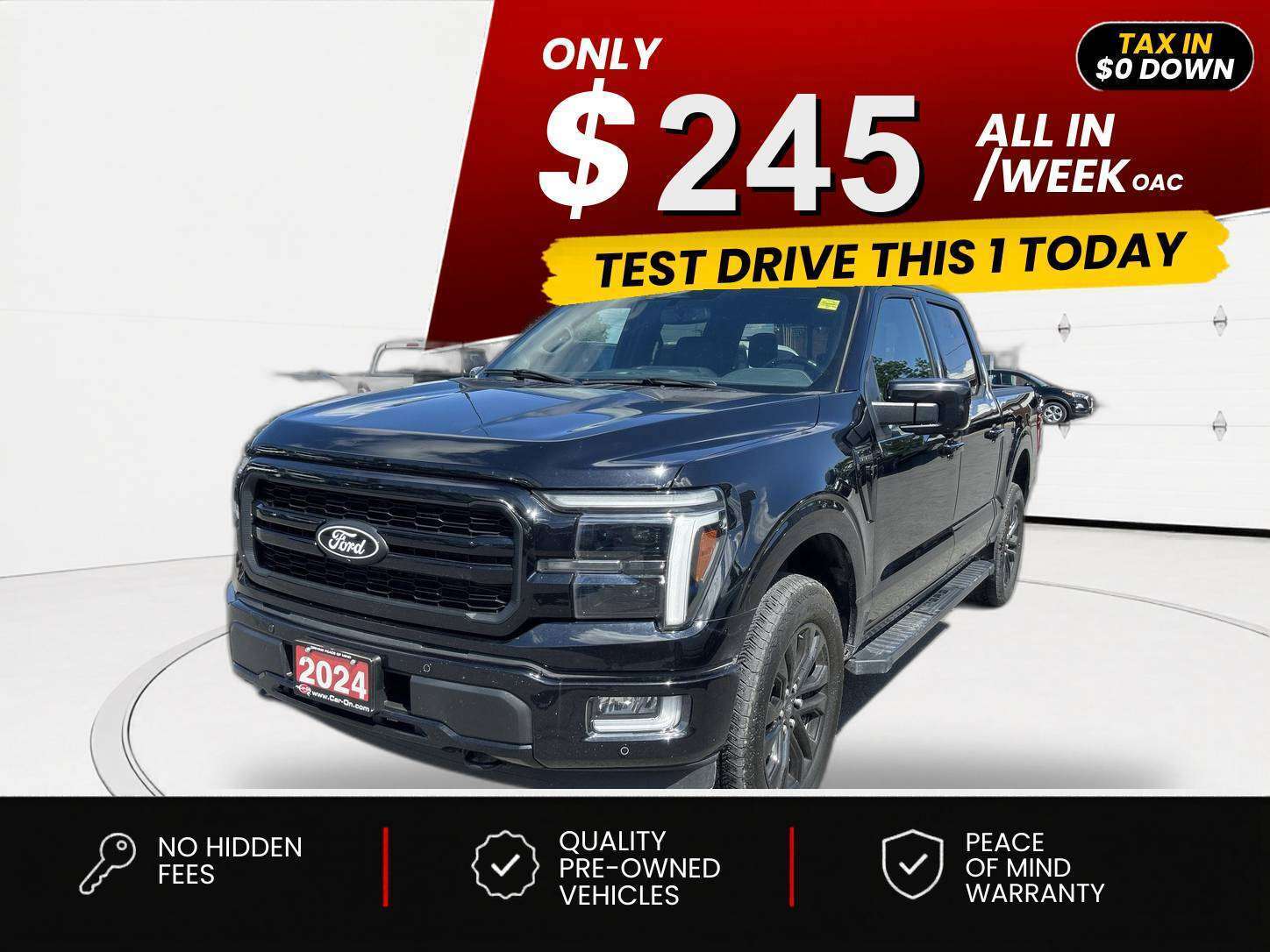 Black 2024 Ford F-150 Pickup Truck Four-Wheel Drive Automatic