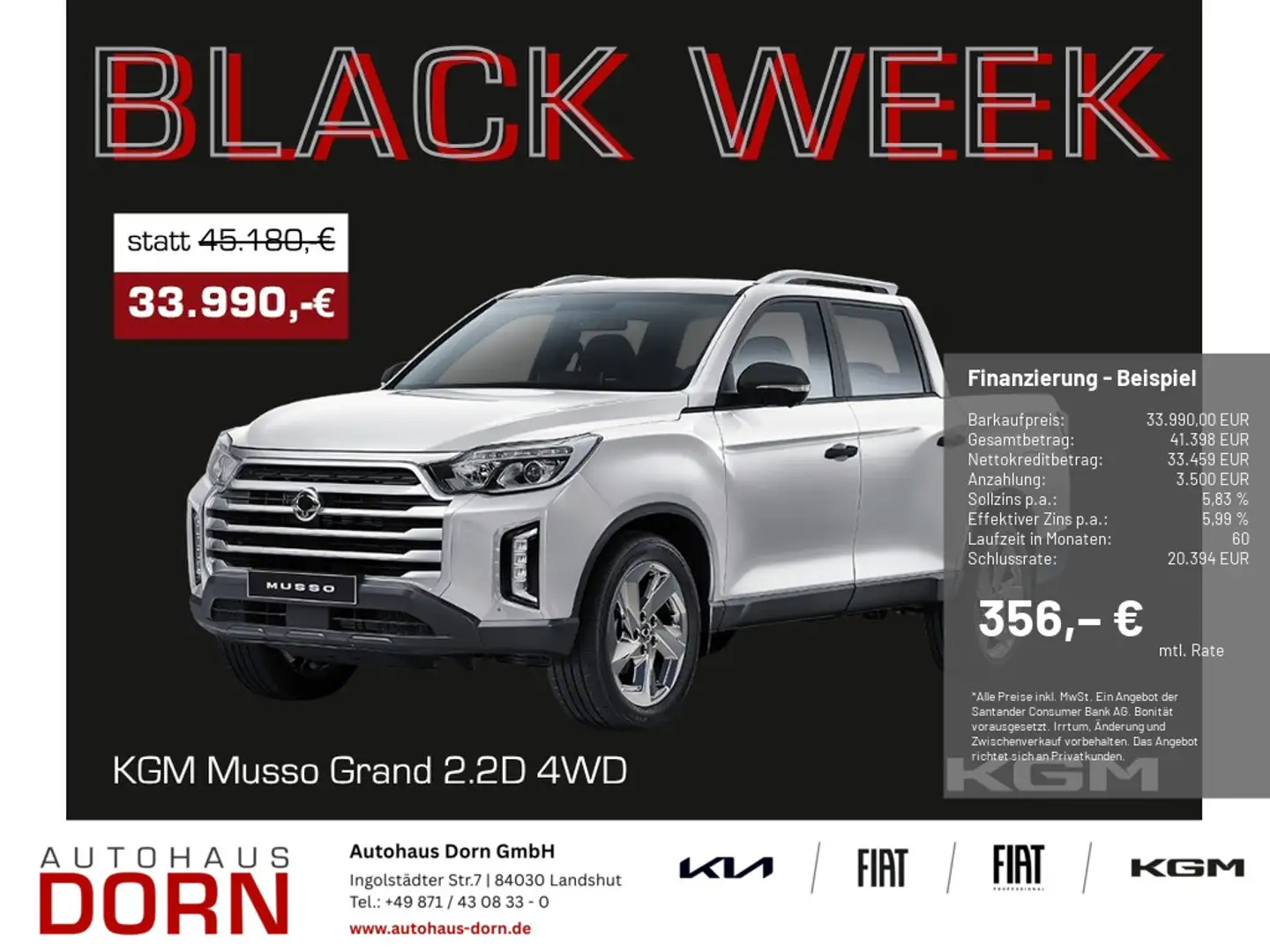 SsangYong Musso Grand 2.2 Quartz 4WD Blanc - 1