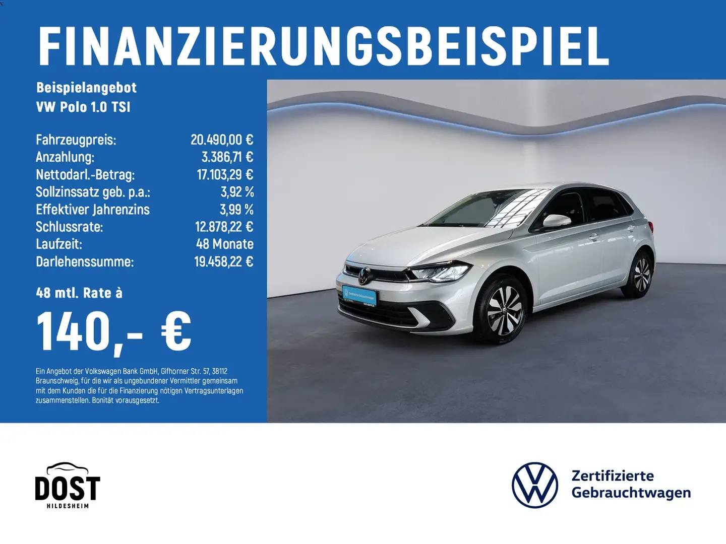 Volkswagen Polo 1.0 TSI Move DAB+LED+NAVI+PDC+SHZ Silber - 2