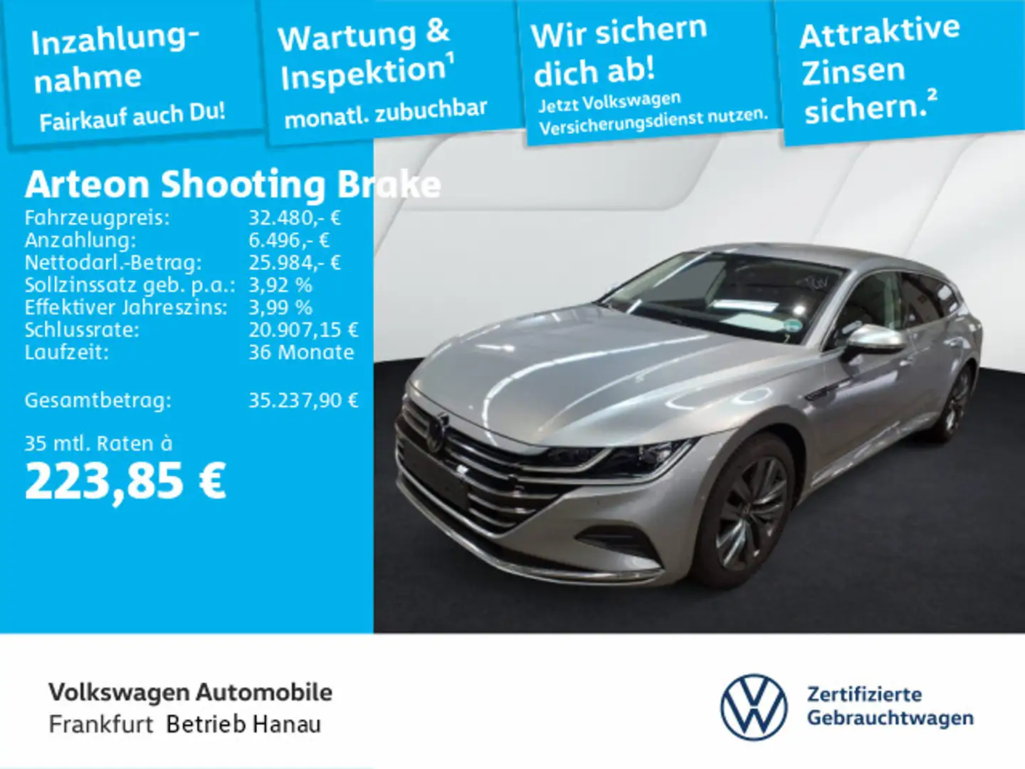 Volkswagen Arteon 2.0 TSI DSi  Elegance Navi Silber - 1
