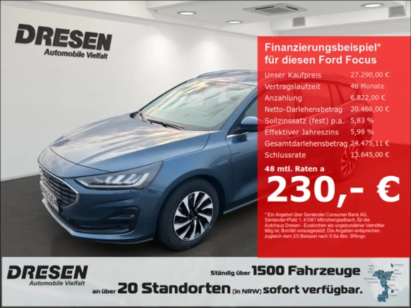 Ford Focus 1.0 Turnier Titanium Sitzheizung/Navi/ACC/Rückfahr Modrá - 1