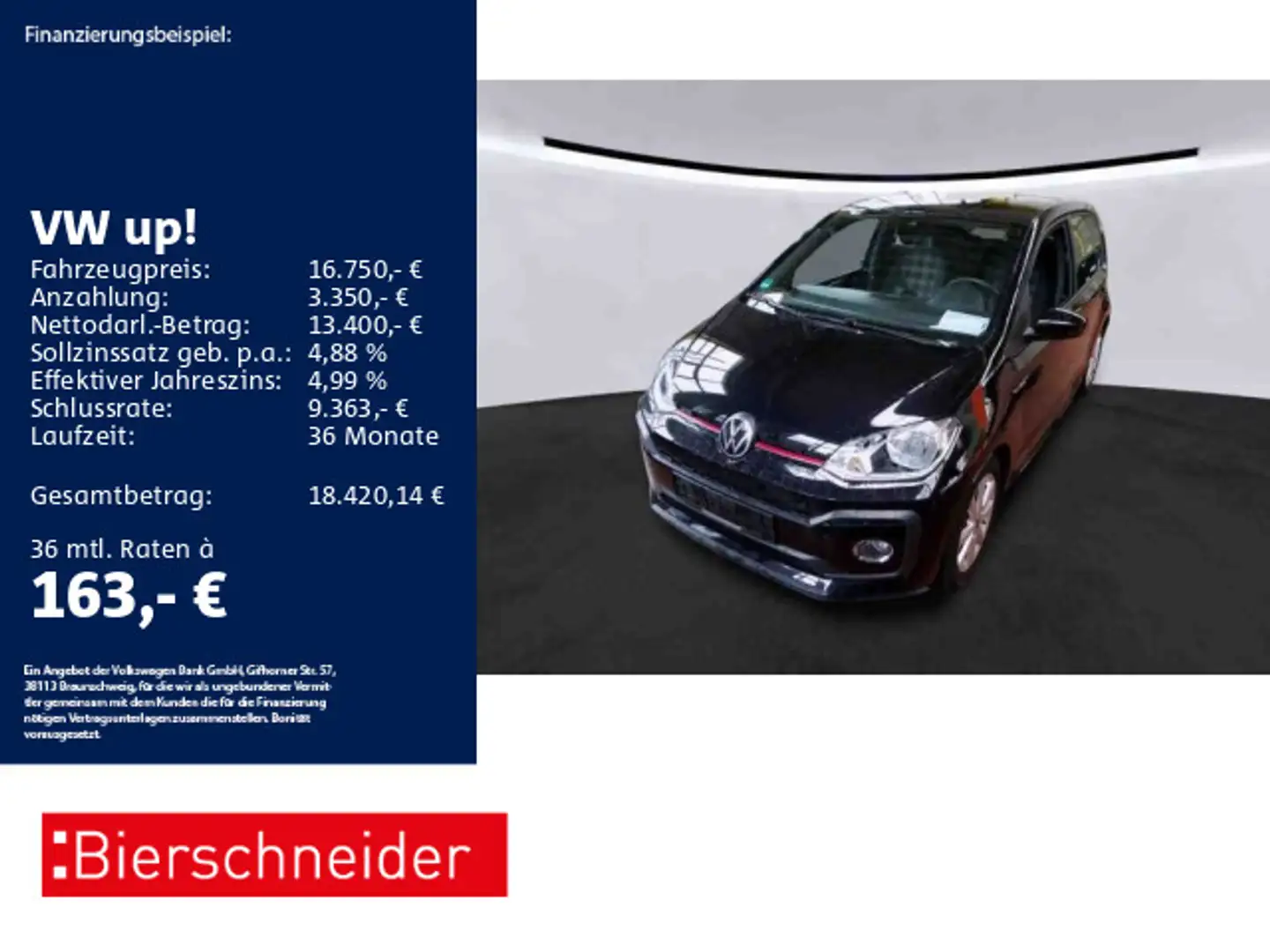 Volkswagen up! 1.0 TSI GTI BEATS CAM SHZ PDC GRA Schwarz - 1