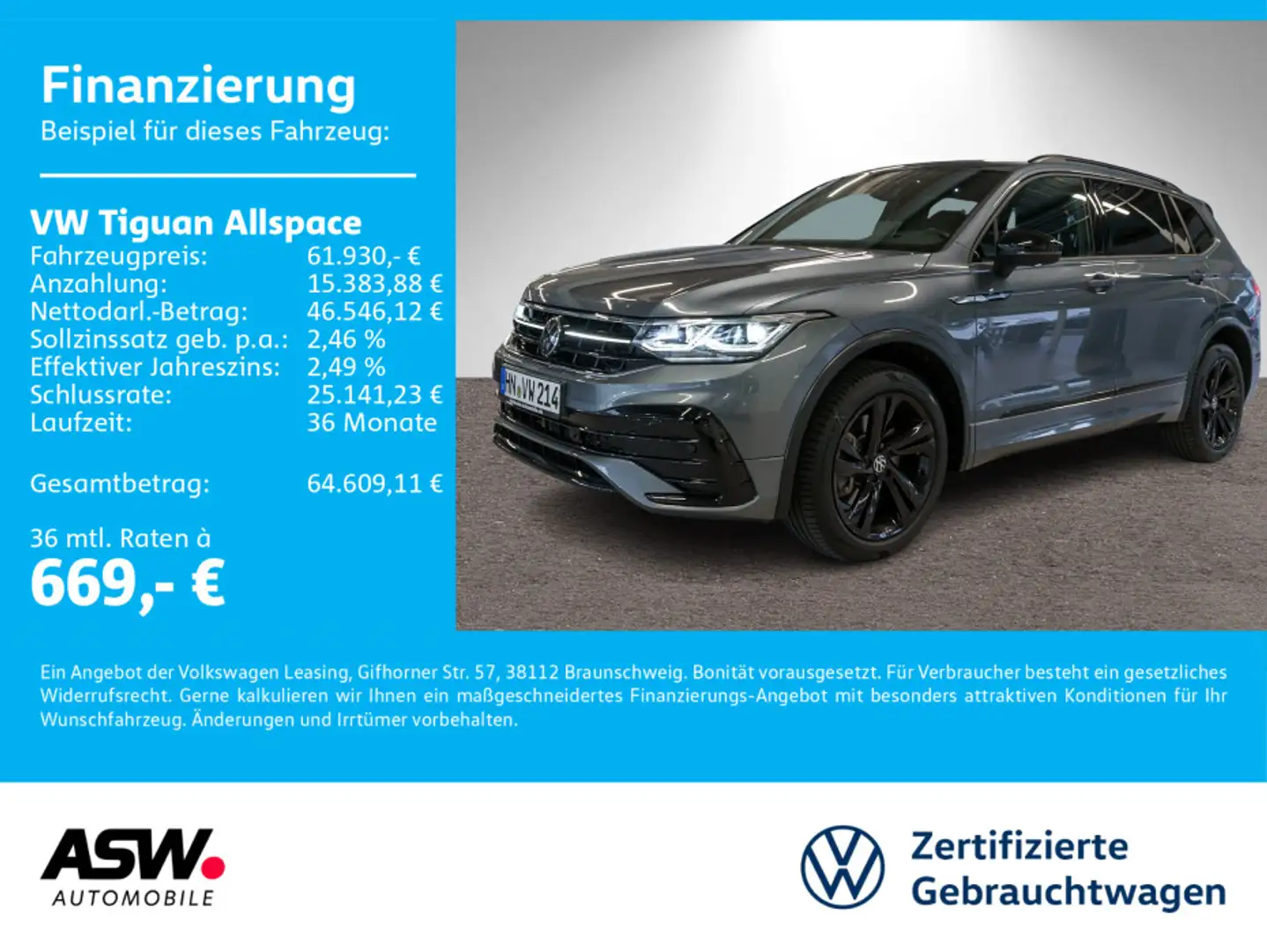 Volkswagen Tiguan Allspace R-Line 4M 2.0TDI DSG AHK 7Sitzer Grau - 1