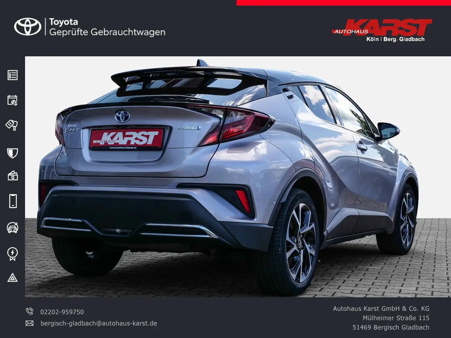 Toyota C-HR Hybrid 2,0  TEAM D SHZ PDC v+h Kamera TOP Zilver - 2
