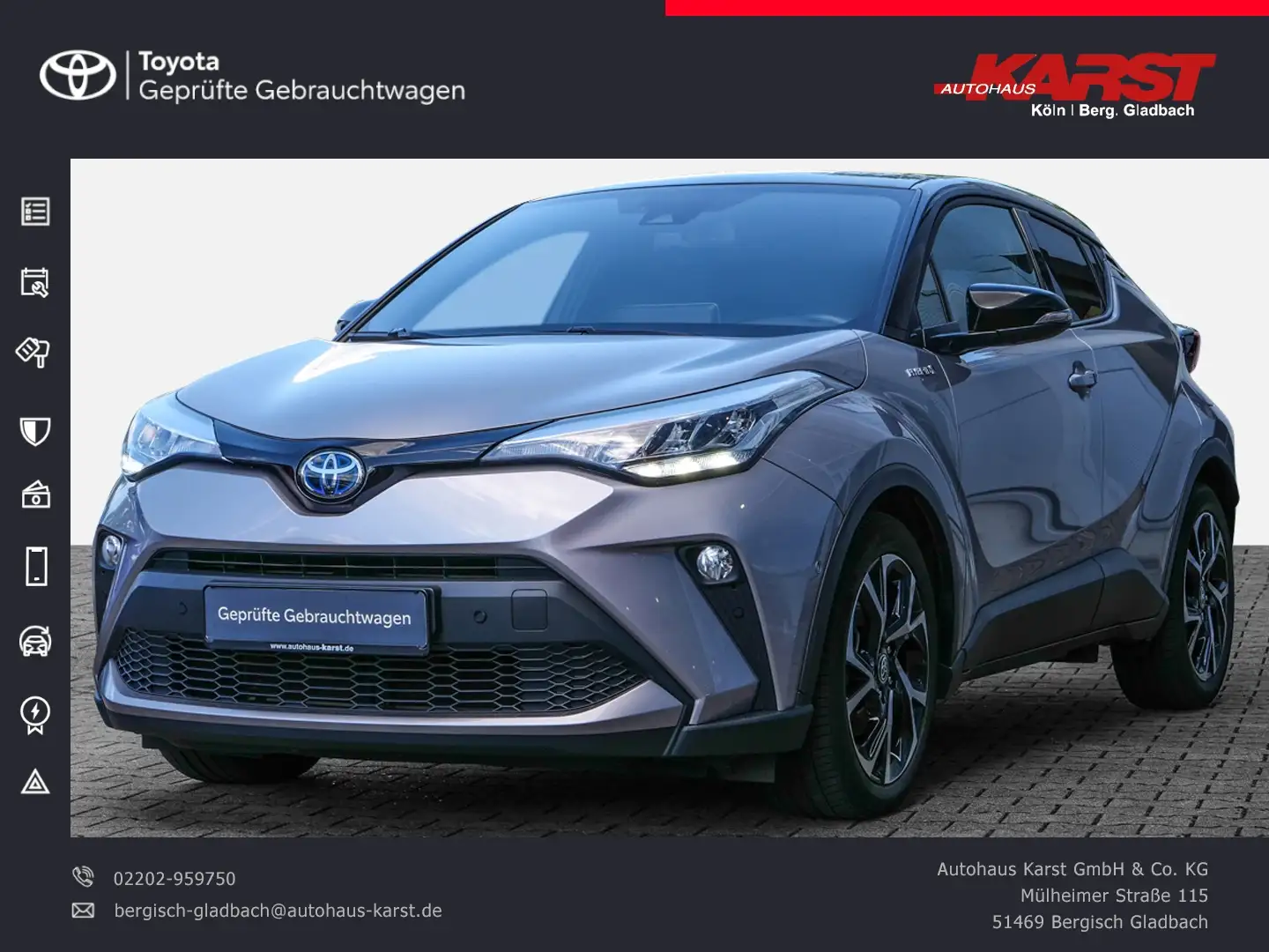 Toyota C-HR Hybrid 2,0  TEAM D SHZ PDC v+h Kamera TOP Zilver - 1