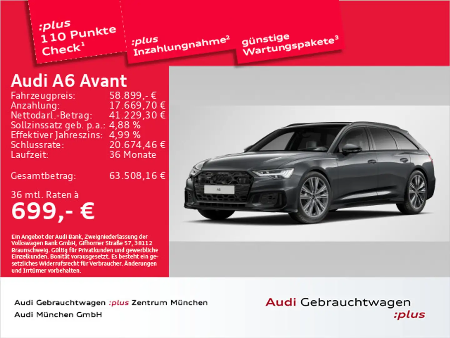 Audi A6 40 TDI qu. UPE:100" S line StdHzg/Pano/ Grau - 1