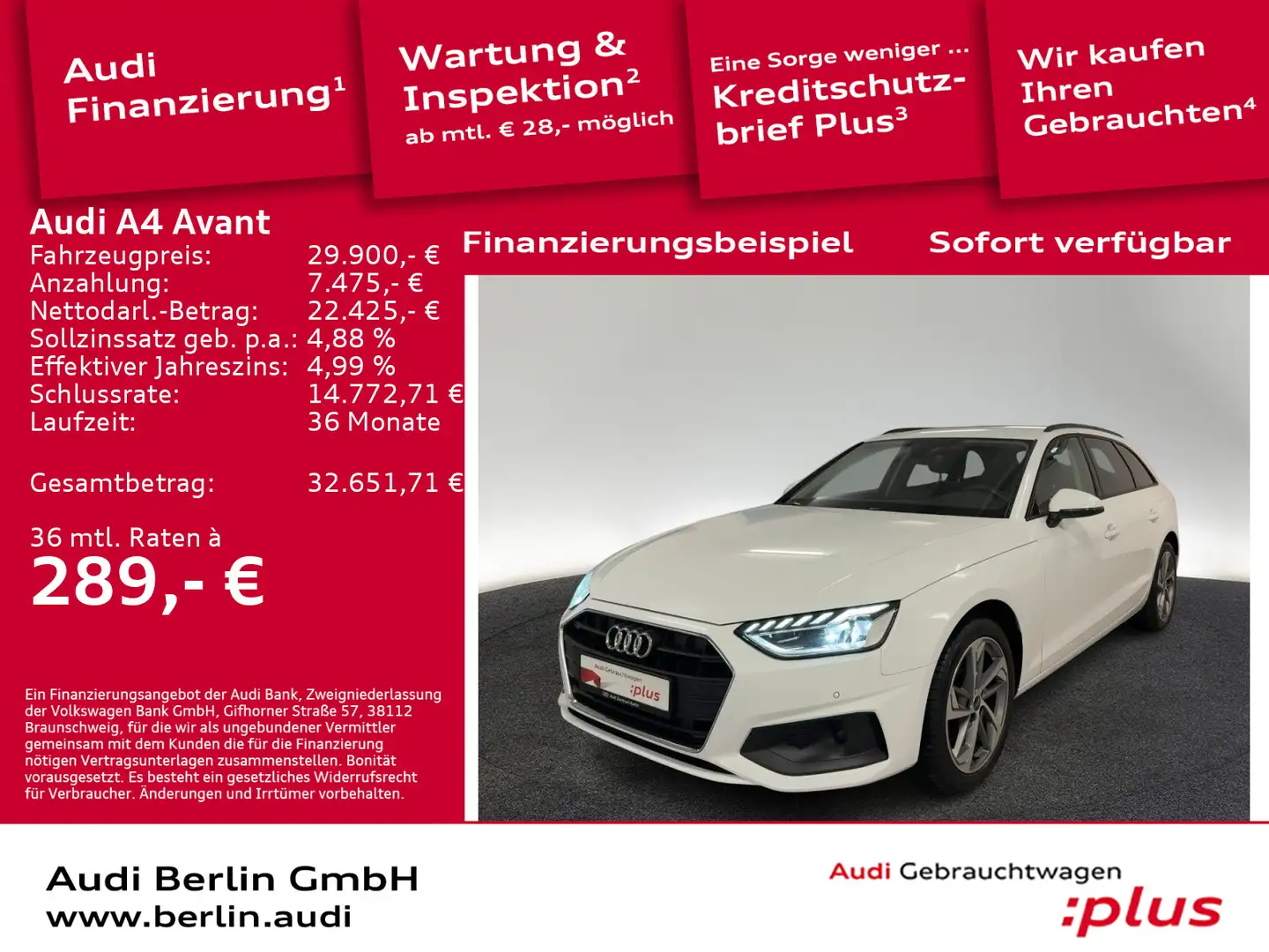 Audi A4 35 TDI S tr. AHK LED NAVI ACC VIRTUAL Weiß - 1
