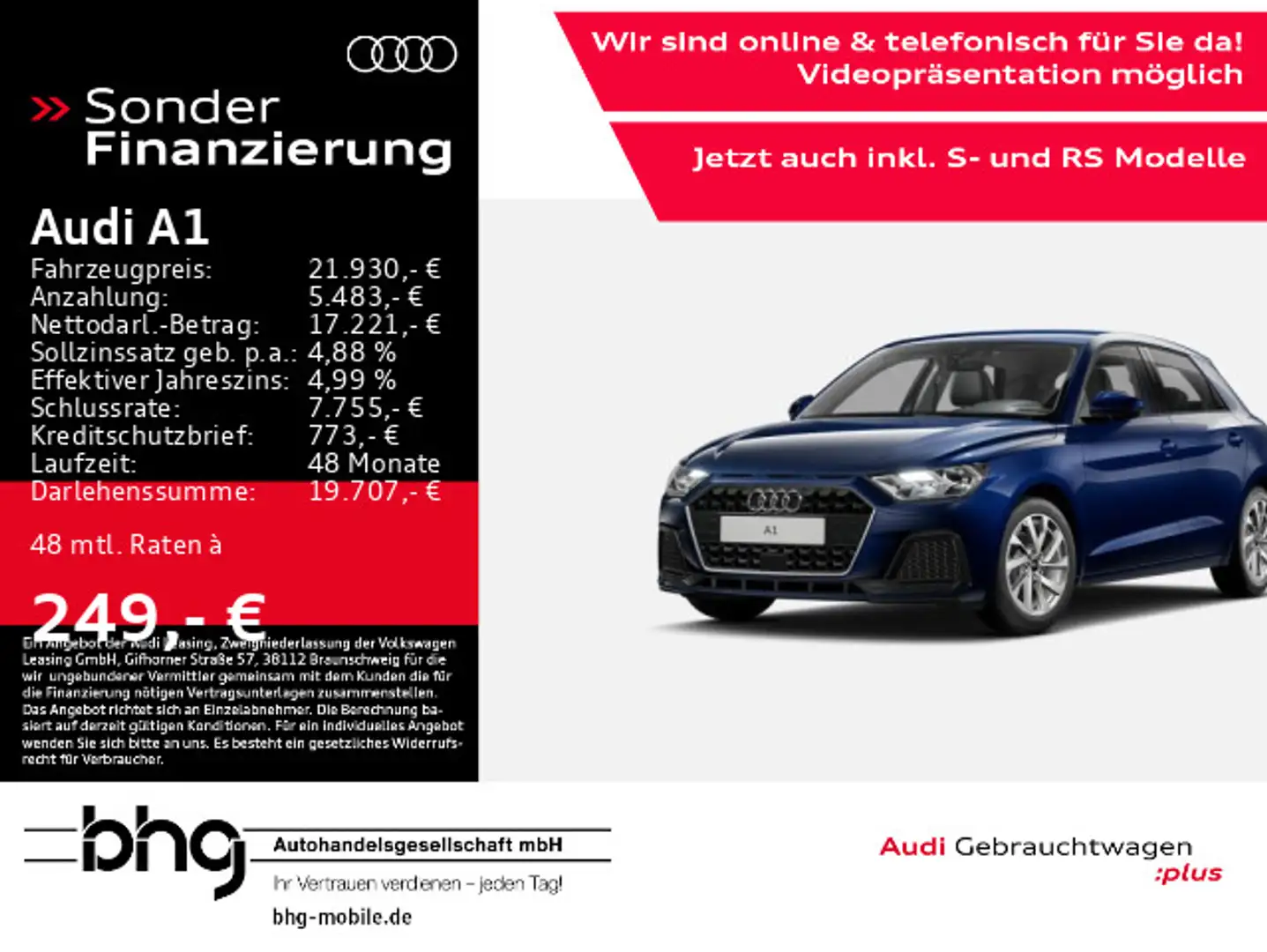 Audi A1 25 TFSI Sportback S tronic advanced Blau - 1