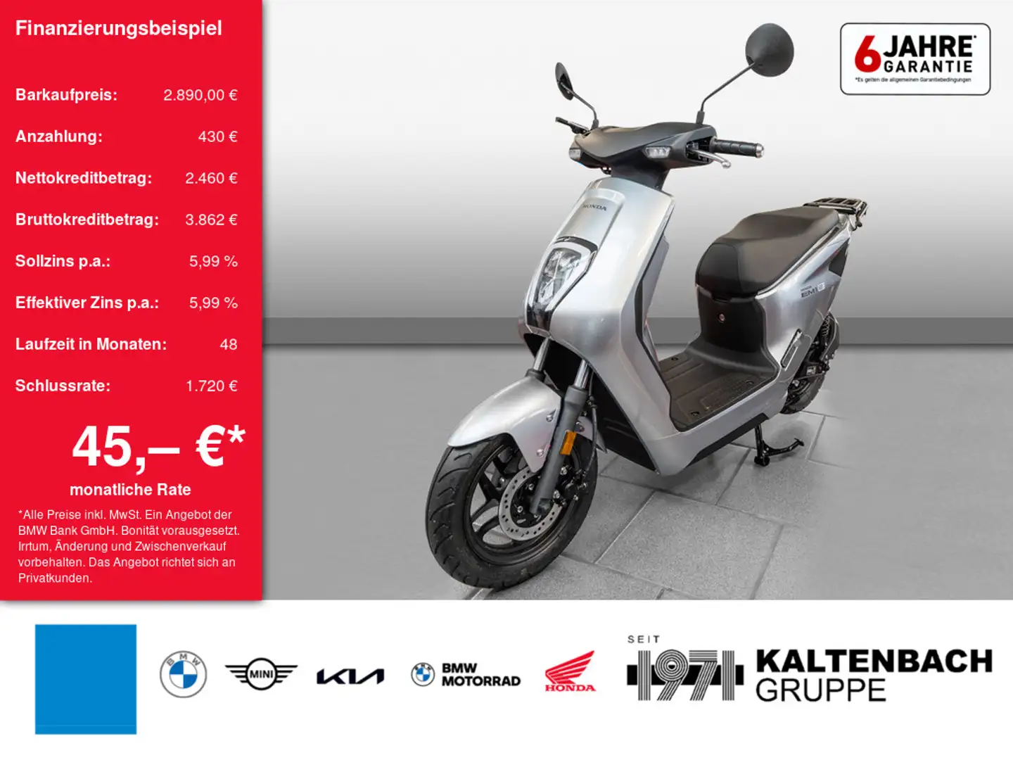 Honda EM1 e : LED SCHEINWERFER 41 km Reichweite Argent - 1