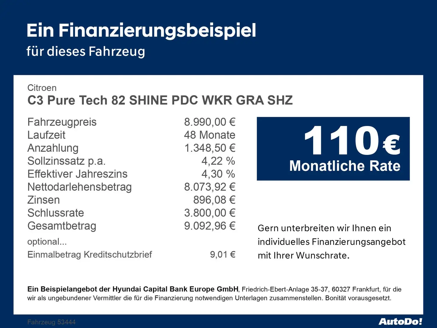 Citroen C35 C3 Pure Tech 82 SHINE PDC WKR GRA SHZ Bluetooth Weiß - 2