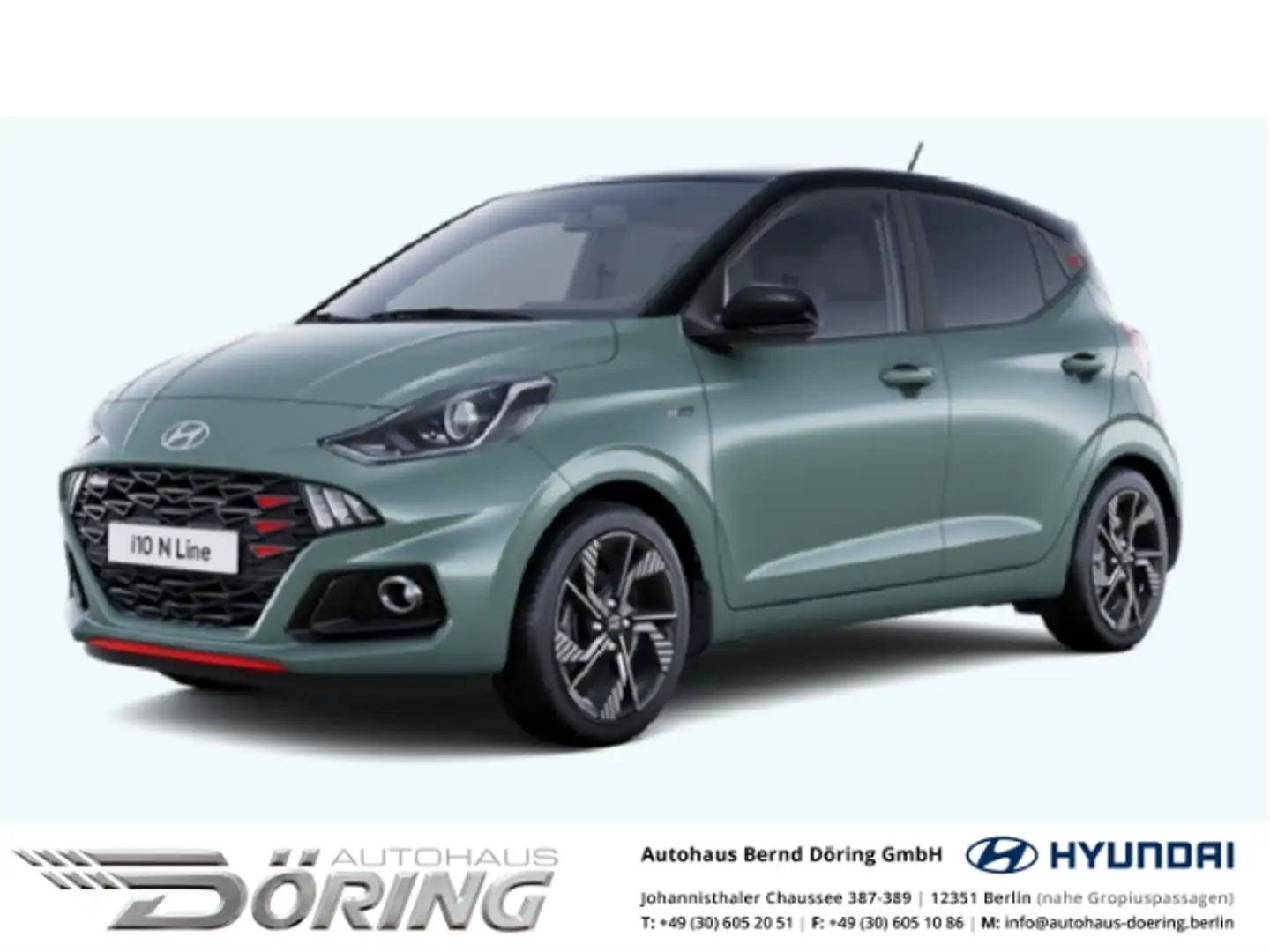 Hyundai i10 N Line 1.0 Turbo MY25 Dachlackierung 90PS NAVI Kli Grün - 1