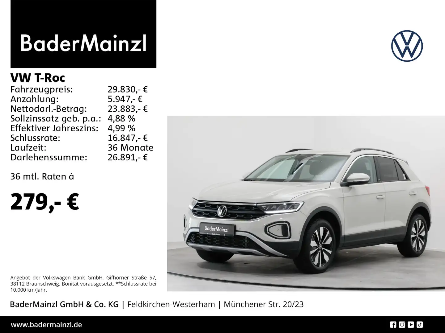 Volkswagen T-Roc 1.5 TSI DSG Kamera AHK ACC SHZ Grau - 1