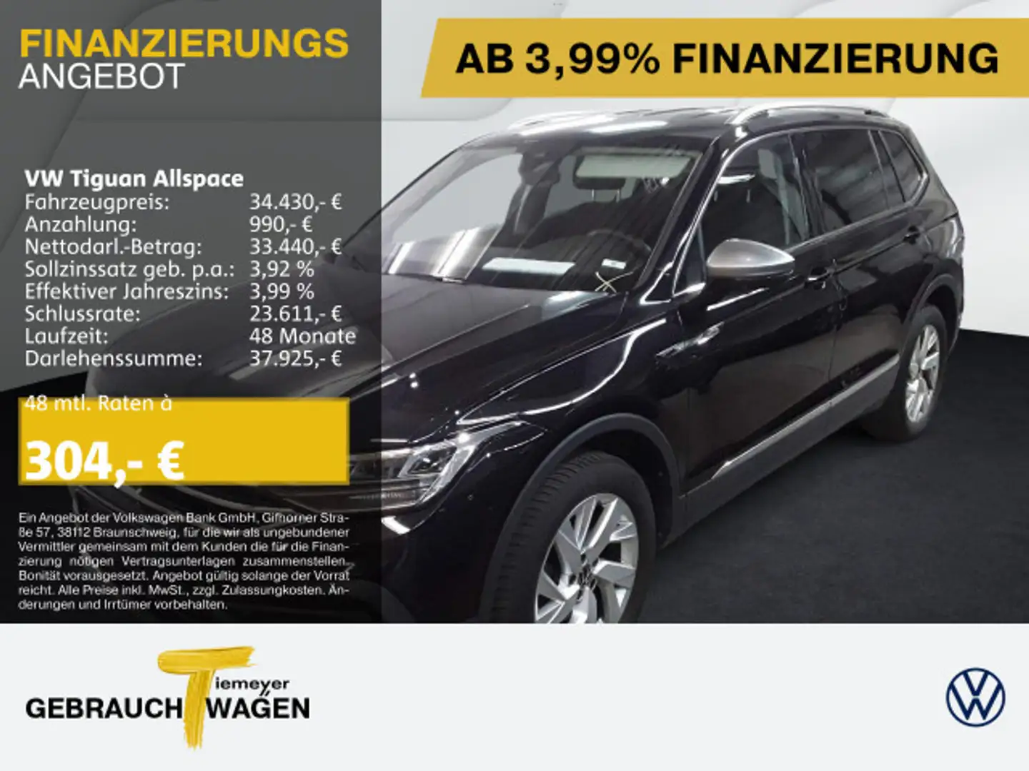 Volkswagen Tiguan Allspace 2.0 TDI DSG LIFE 7-SITZE NAVI AH Schwarz - 1