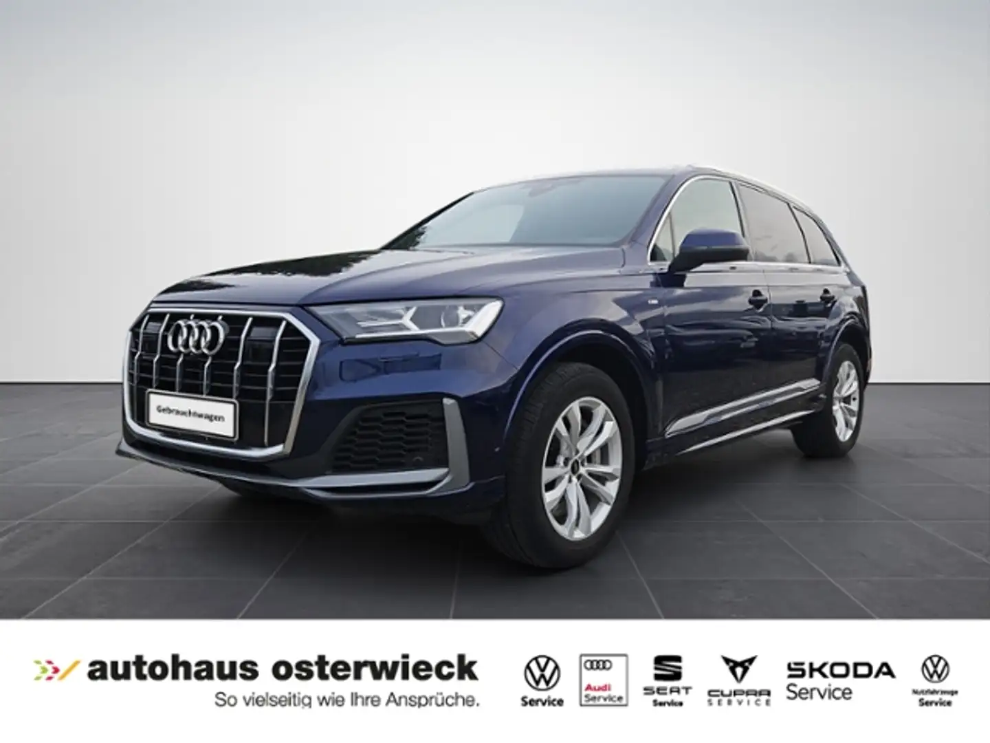 Audi Q7 55 3.0 TFSI e quattro S line Panoramadach Blau - 1