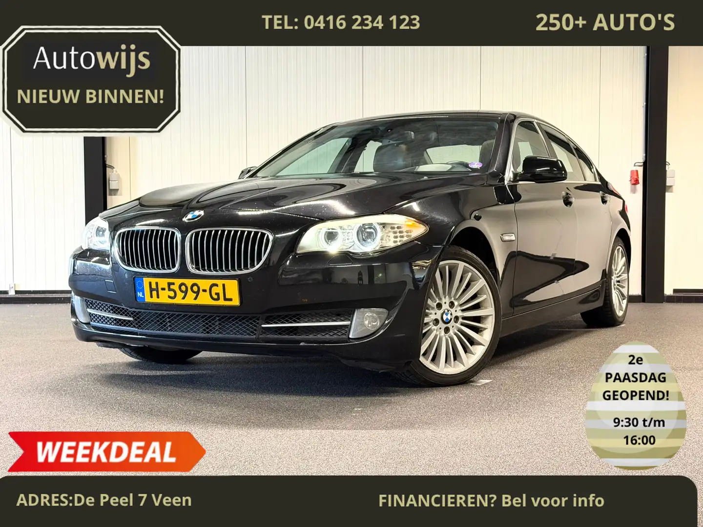 BMW 528 5-serie 528i High Executive|LEDER|PANO|TREKHAAK|PD Negro - 1