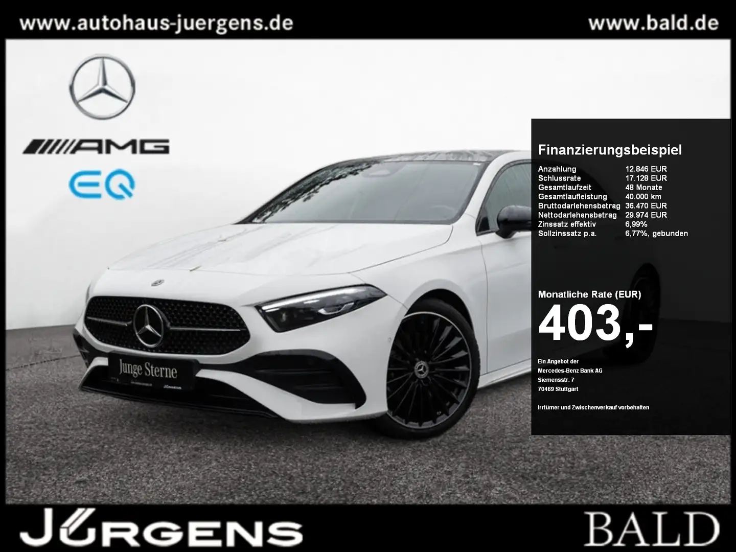 Mercedes-Benz A 220 d AMG-Sport/Pano/AHK/Stdhz/Night/Leder/19" Weiß - 1