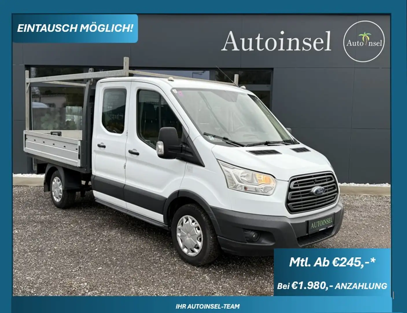 Ford Transit L2 DoKa Pritsche AHK,Tempomat Weiß - 1