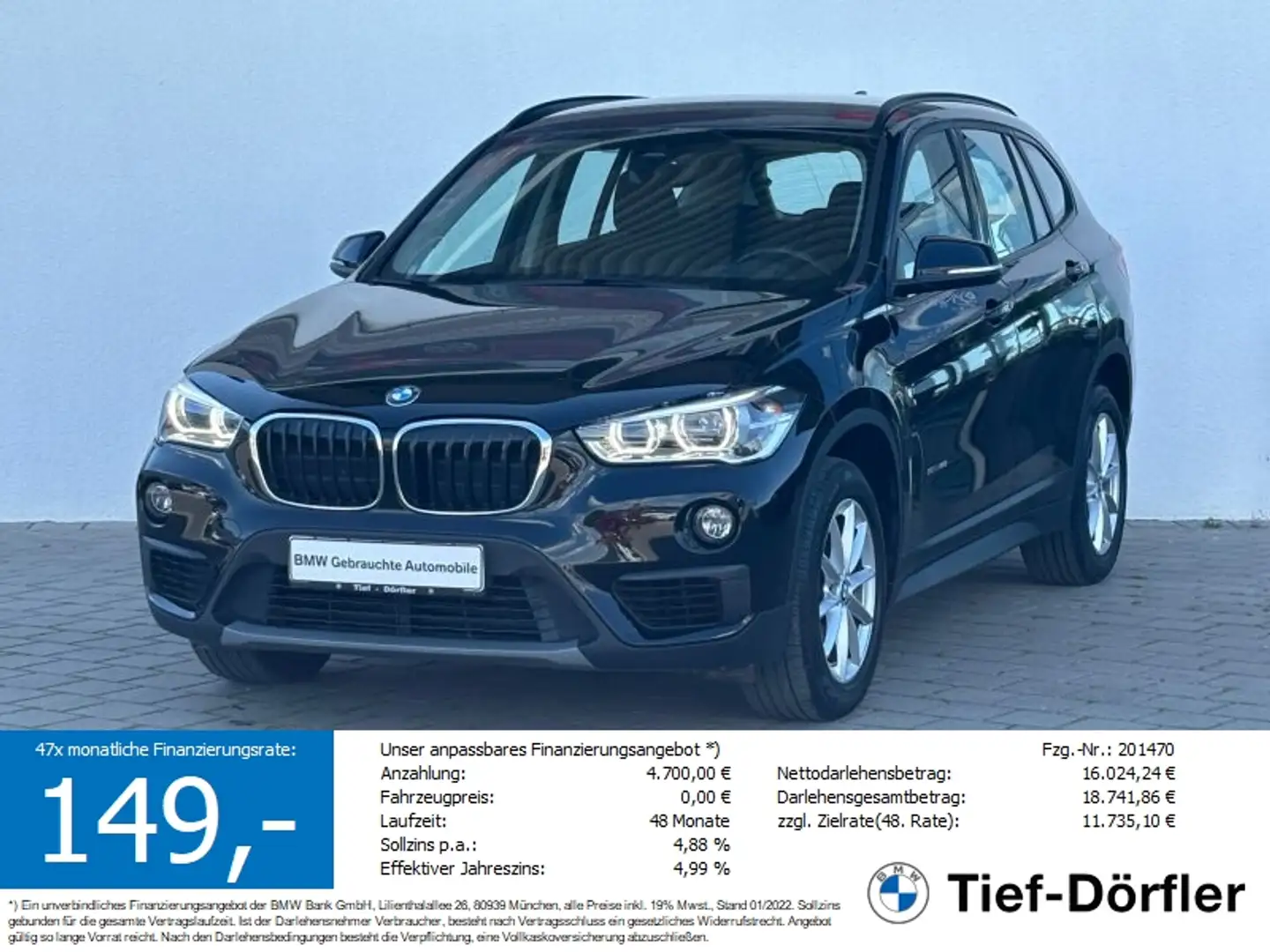 BMW X1 sDrive18i DKG LED/TEMPO/Hecklappe/CD/G-TANK Schwarz - 1