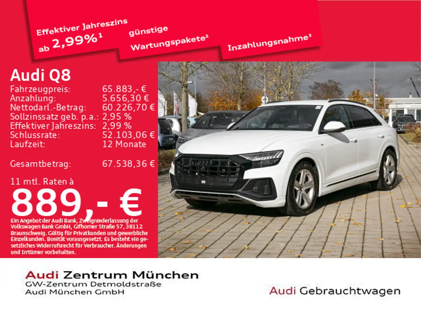 Audi Q8 55 TFSI e qu. 2x S line Matrix/Navi Weiß - 1