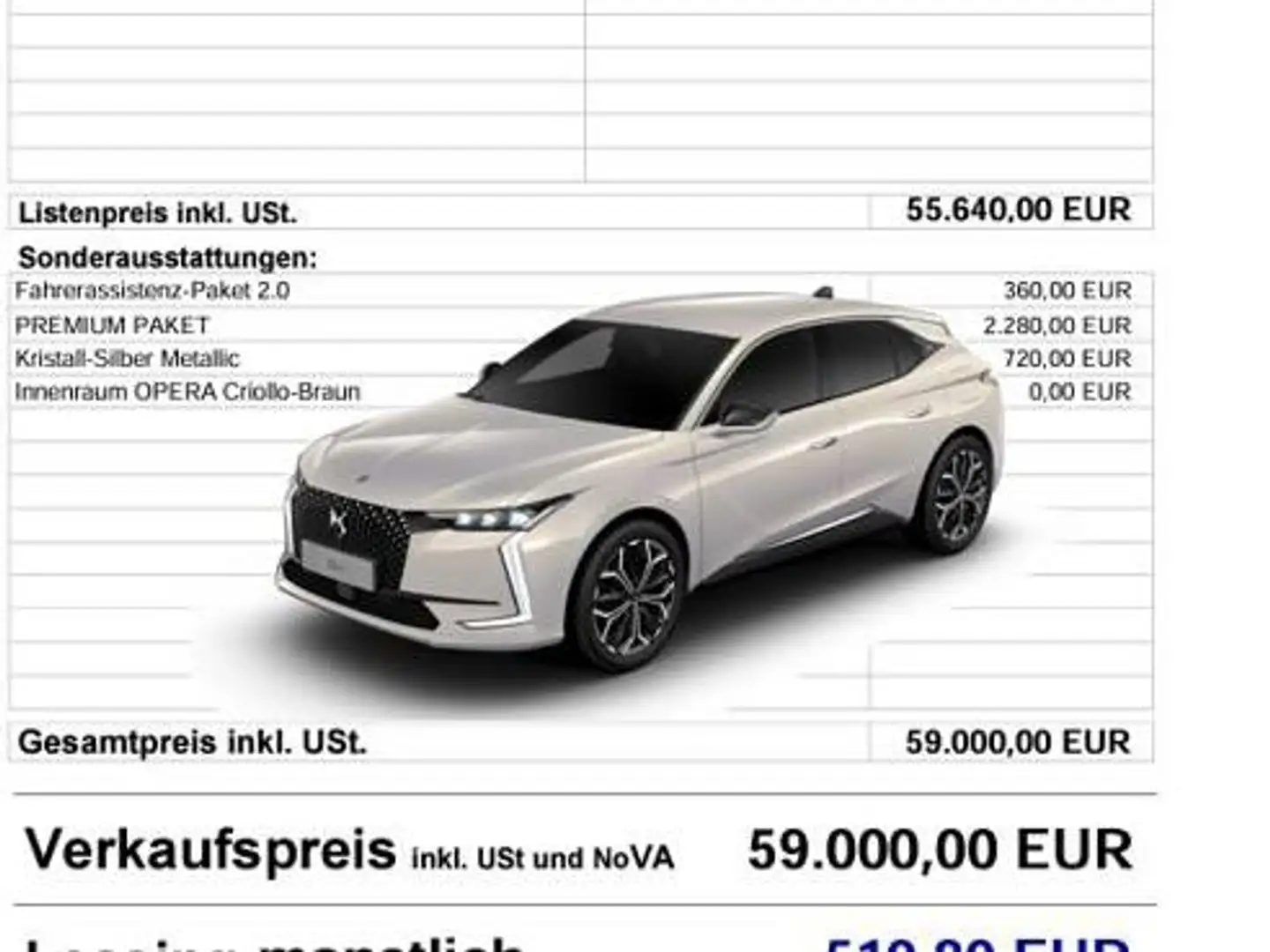 DS Automobiles DS 4 DS4 E-Tense 225 Opera Silber - 2