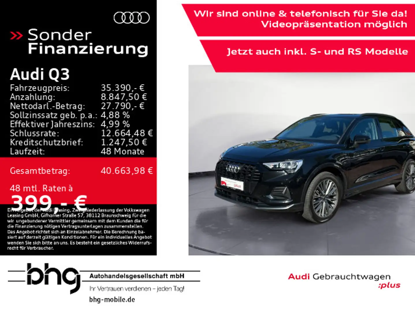 Audi Q3 45 TFSI quattro advanced LED/AHK/Kamera/Assis Schwarz - 1