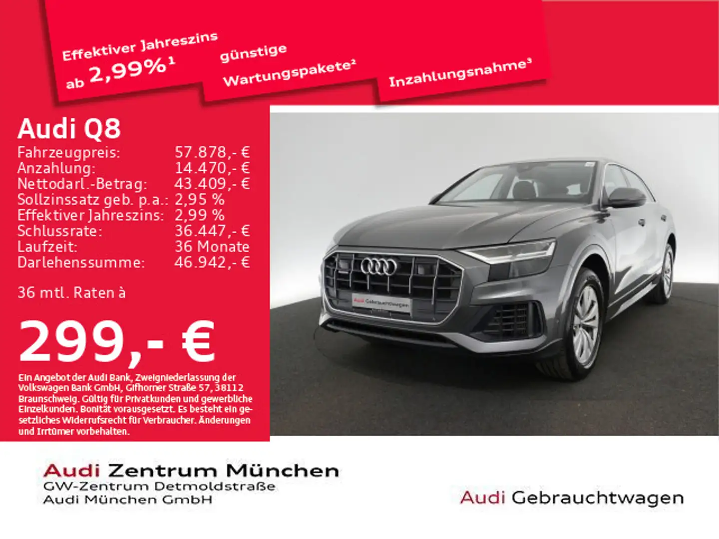 Audi Q8 55 TFSI e qu. tiptr. ACC/Virtual/Kamera Gris - 1